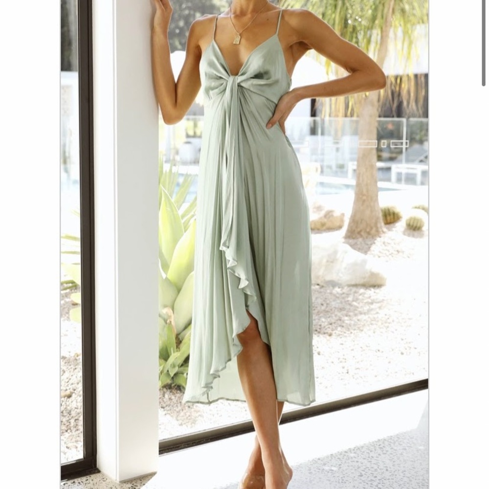 BILLY J sage green midi dress SIZE AU 8